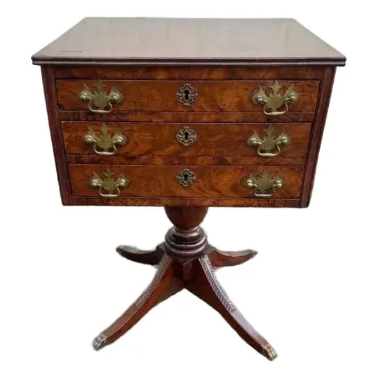 Antique American Ducan Phyfe Style Mahogany Work Side Table