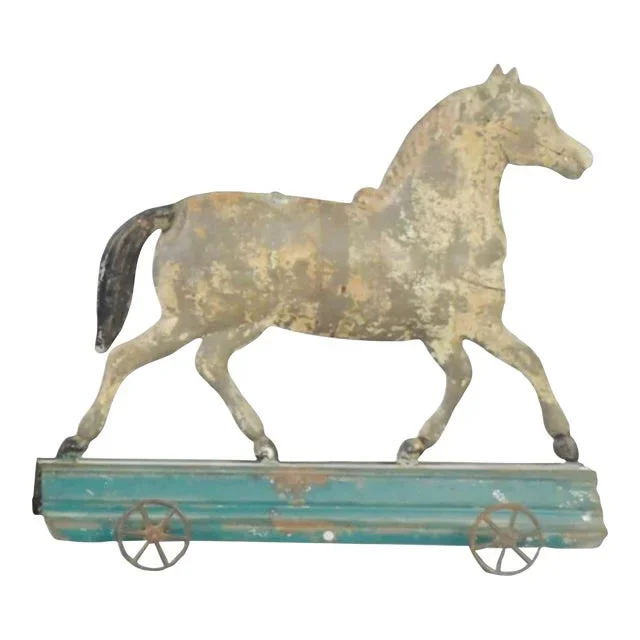 Antique American Folk Running Horse Tin Toy