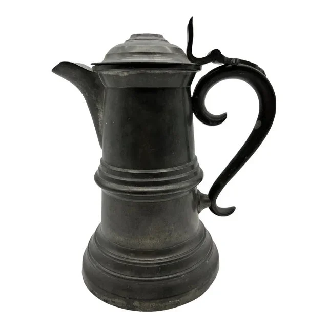 Antique American Pewter Flagon, by Smith & Feltman of Albany, Ny, Circa 1850