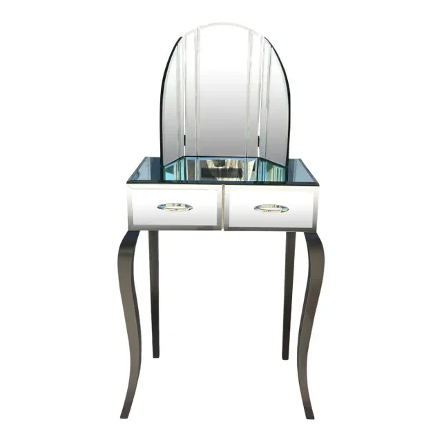 Antique Art Deco Mirrored Tri Fold Vanity