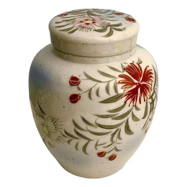 Antique Asian Floral Ginger Jar