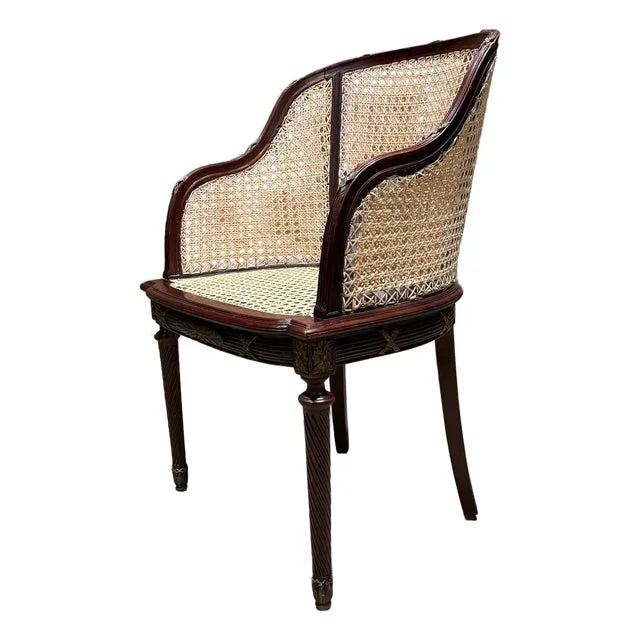 Antique Bergère Caned Victorian French Armchair