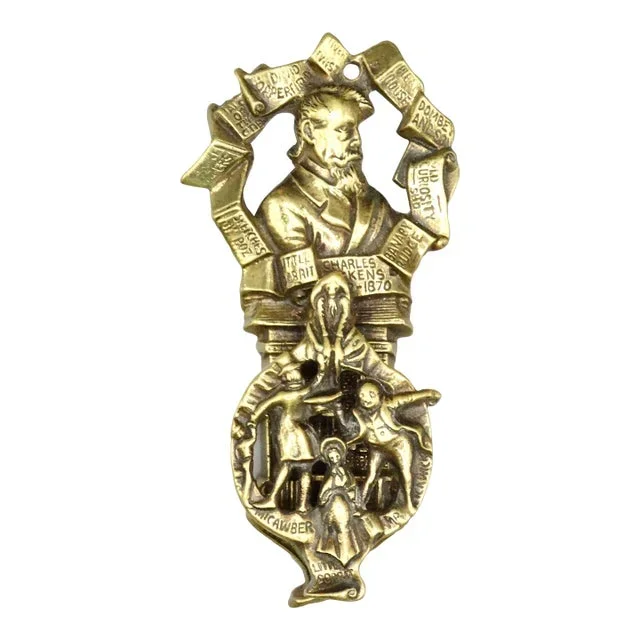 Antique Brass Figural Charles Dickens Door Knocker