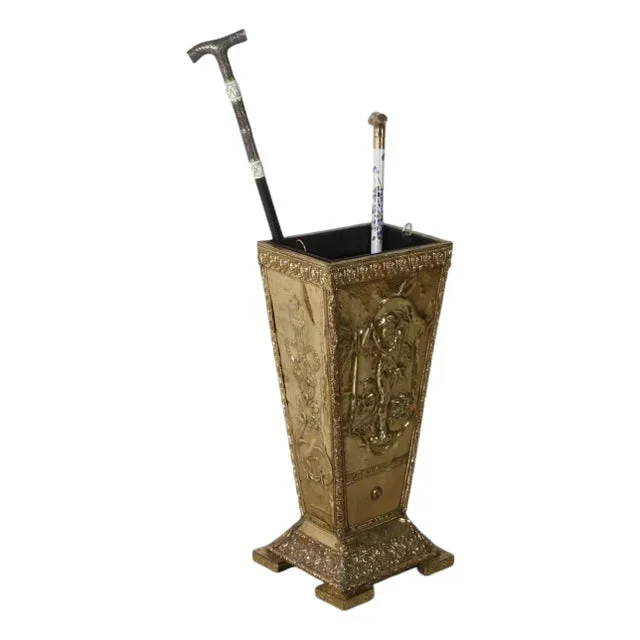 Antique Brass Repose Cane or Umbrella Stand