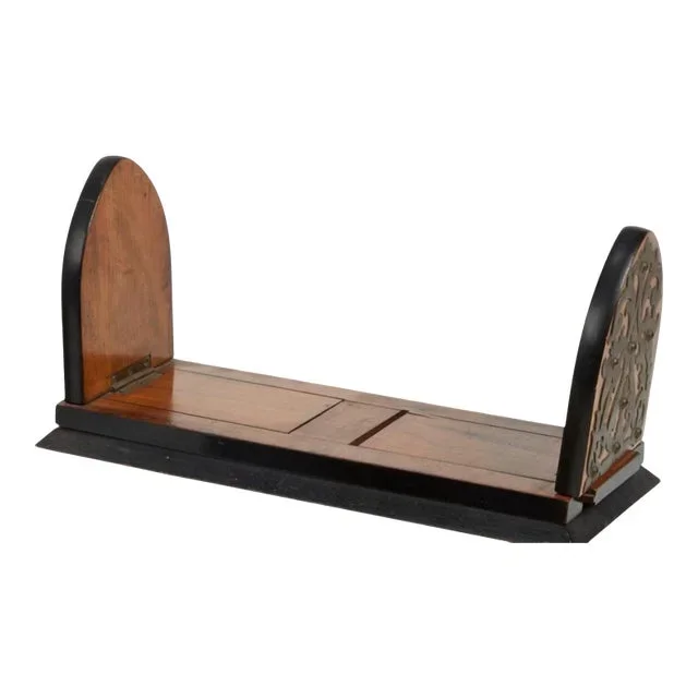 Antique Burl Walnut & Brass Mounted Sliding Book Stand