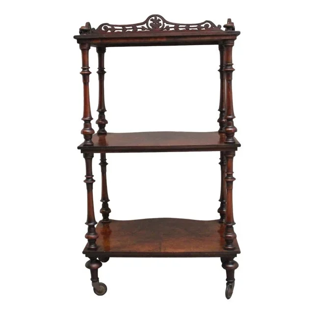 Antique Burr Walnut Whatnot, 1860