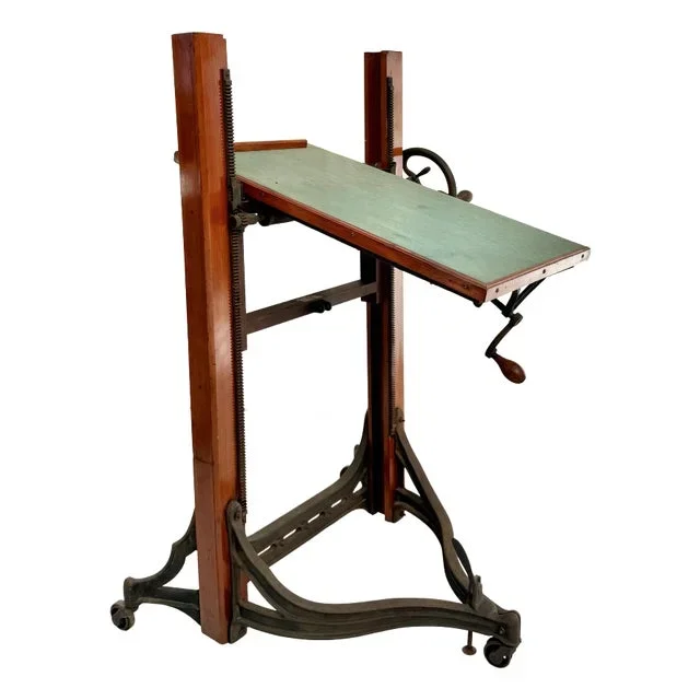 Antique Camera Stand Height Adjustable Cast Iron and Wood