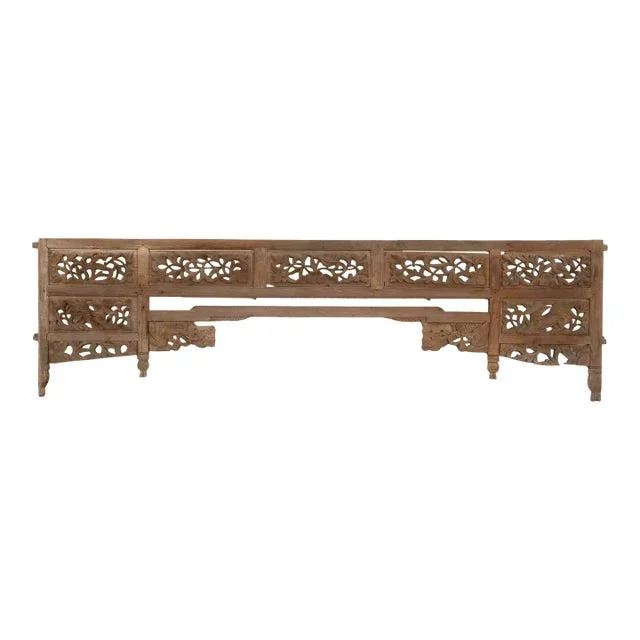 Antique Carved Lattice Wood Oriental Panel