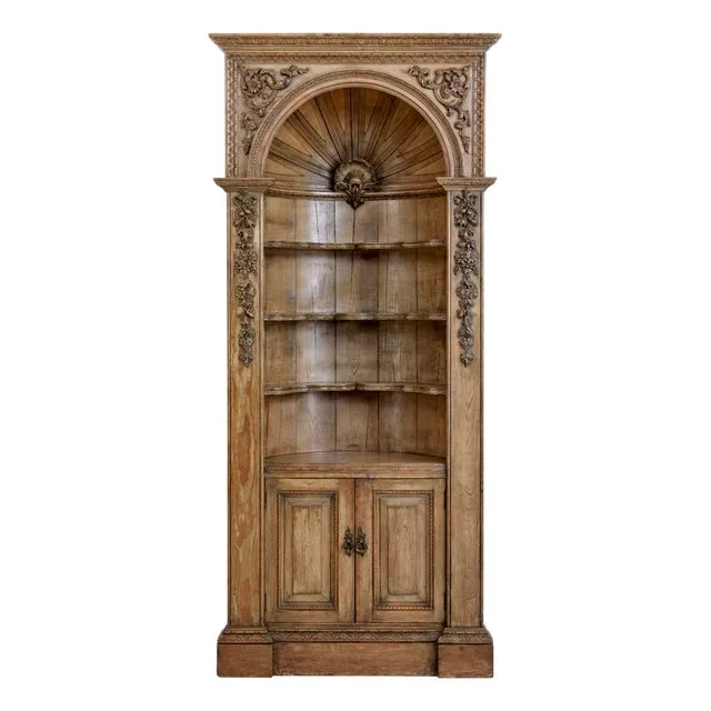 Antique Carved Pine Dome Top Fitted Cabinet, 1760
