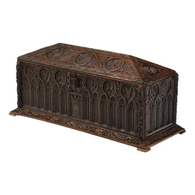 Antique Carved Trunk, 1800s