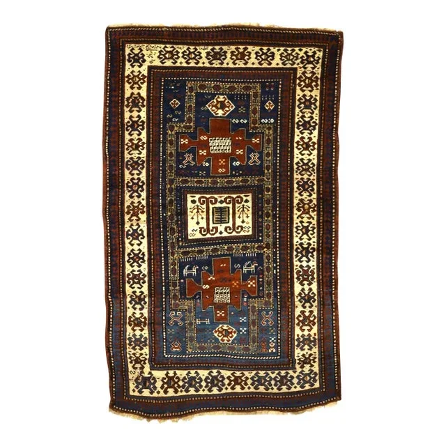 Antique Caucasian Kazak Rug 4’3″ X 7’0″