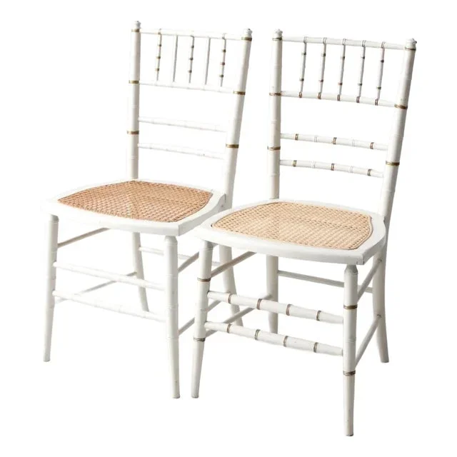 Antique Chiavari-Style Cane Seat Chairs Pair