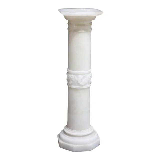 Antique Classical Doric Carved Alabaster Column Sculpture C1890