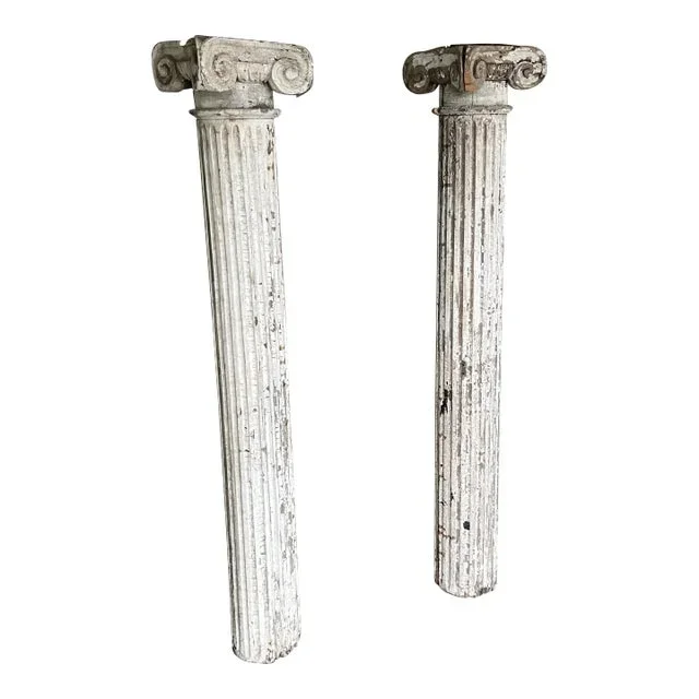 Antique Corninthean Wood Columns a Pair