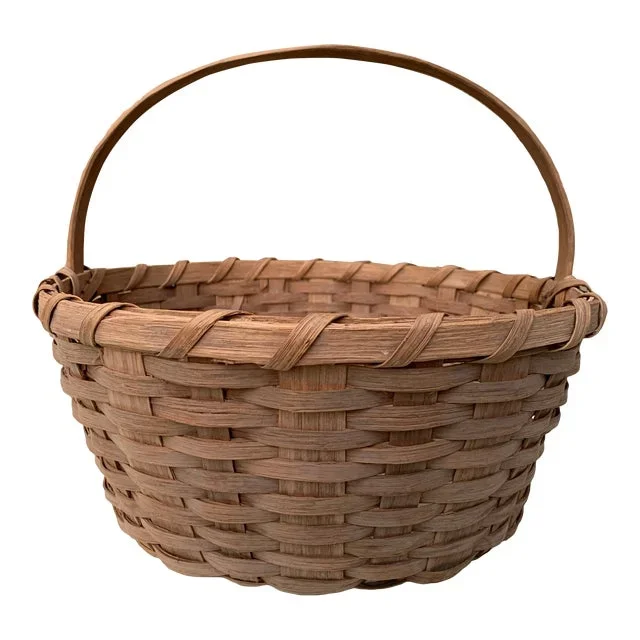 Antique Early 20th Century American Splint Oak Basket