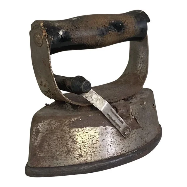 Antique Early 20th Century Iron with Wood Handle