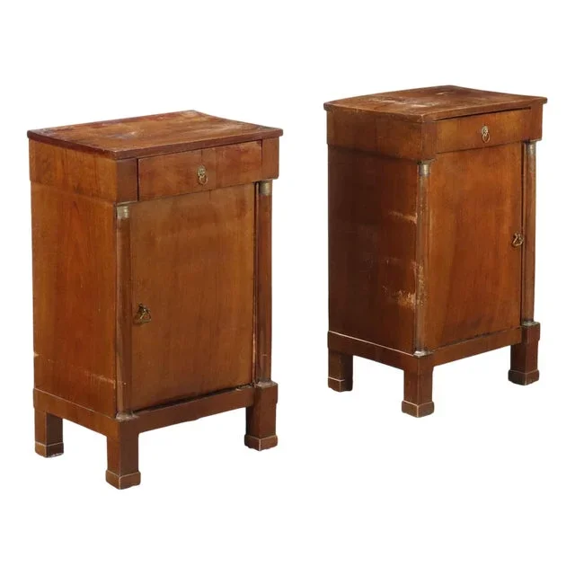 Antique Empire Bedside Tables in Walnut, Set of 2