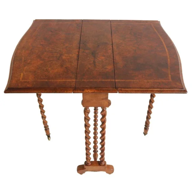 Antique English Barley Twist Foldable Table, 1890
