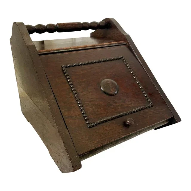 Antique English Oak Coal Bin or Kindling Storage
