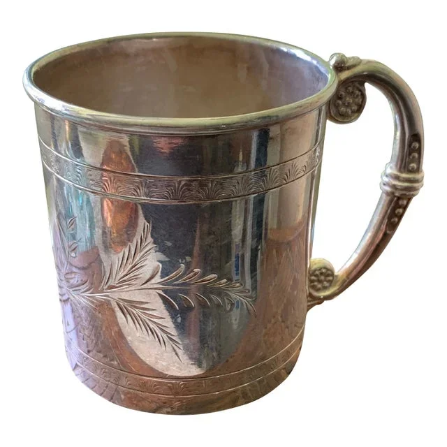 Antique Engraved Aesthetic Movement Silver Plate Cup