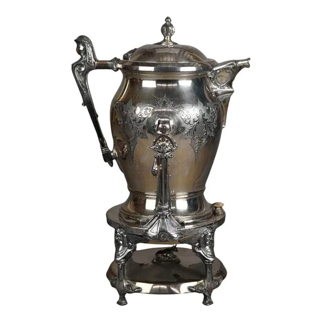 Antique Figural Silver Plated Tilting Tea Pot, Circa 1890