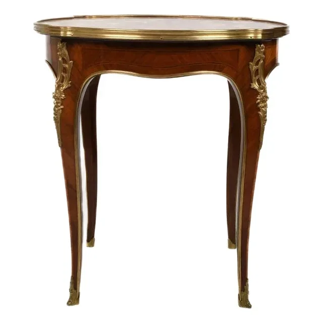 Antique French Bronze and Rouge Marble Side Table