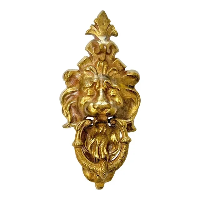 Antique French Gilt Bronze Lion Head Door Knocker