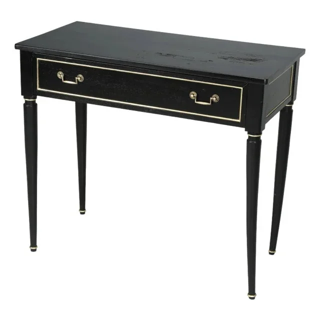 Antique French Petite Louis XVI Console or Occasional Table Ebonized