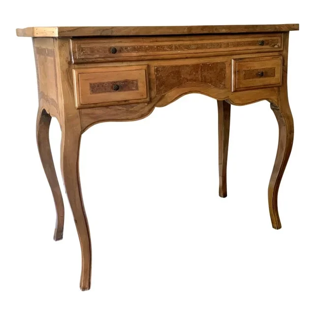 Antique French Three Drawer Inlaid Console Table