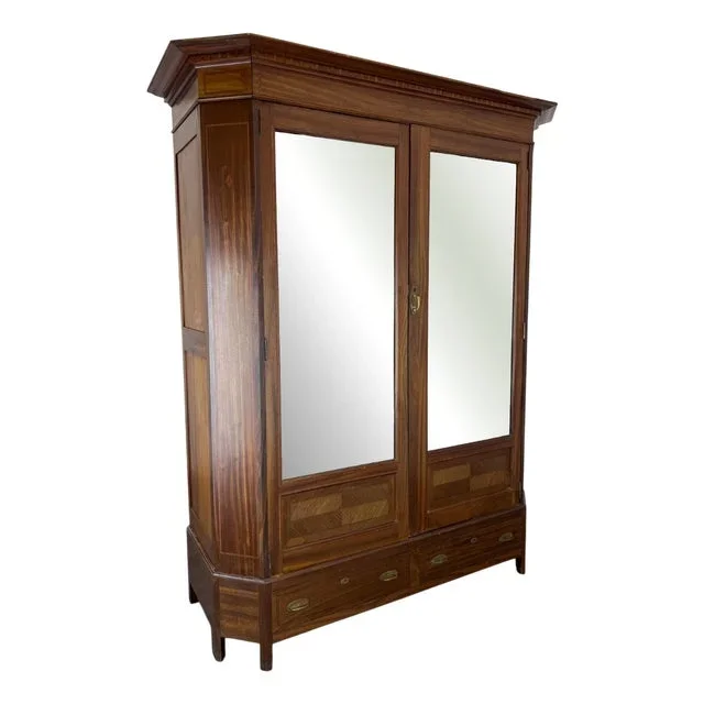 Antique French Wardrobe with Mirrors