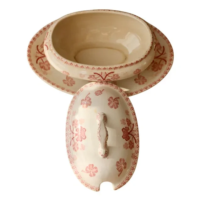 Antique Gravy Boat with Red Iron Earth from Lunéville, 1890s