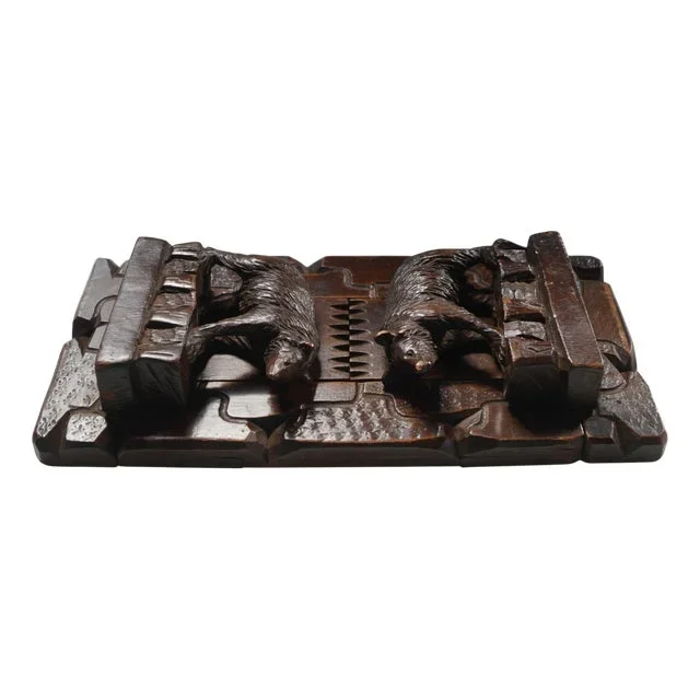 Antique Hand Carved Black Forest Extending Book Rack, 1880s