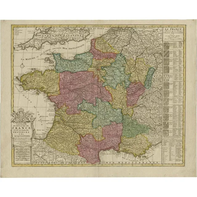 Antique Hand-Colored Map of France by J.B. Elwe, 1792