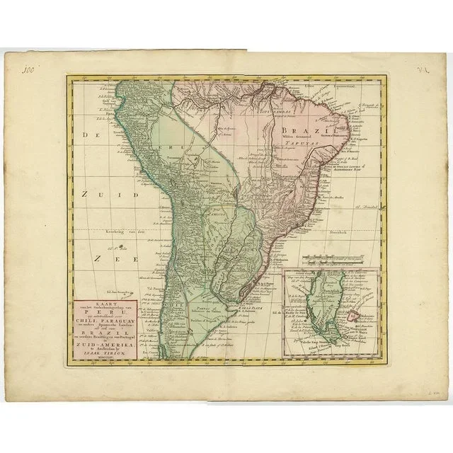 Antique Hand-Coloured Map of South America, 1765