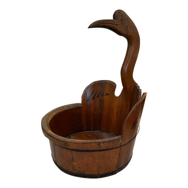 Antique Hand Made Wood Goose New England Pail