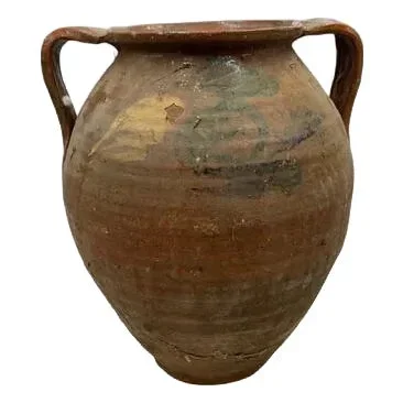Antique Hand Painted Terracotta Vessel