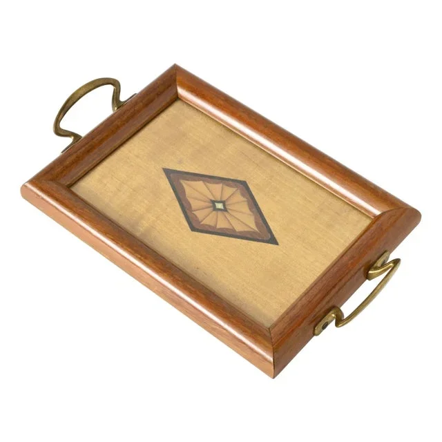Antique Inlaid Wood Tray, 1920s
