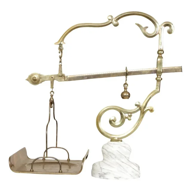 Antique Italian Brass and Marble Baker’s Scale