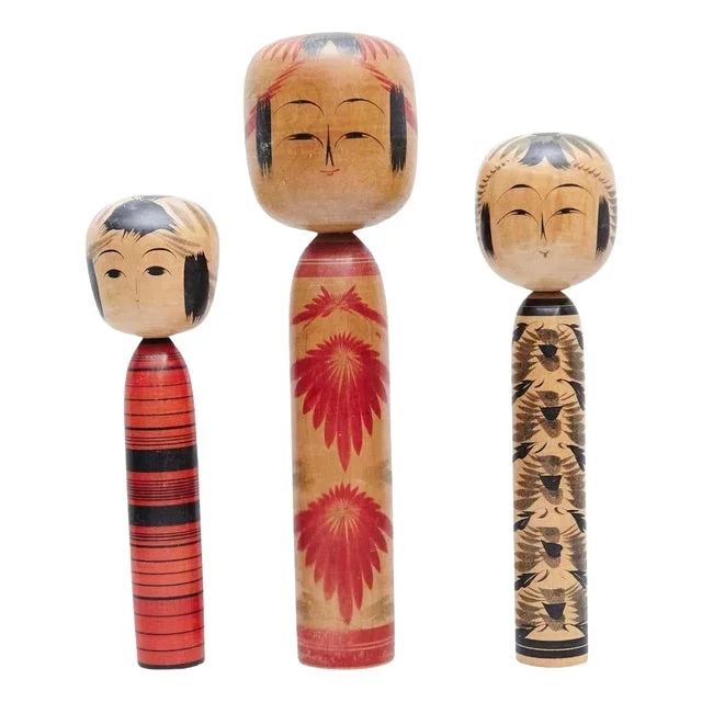 Antique Japanese Kokeshi Dolls, Set of 3