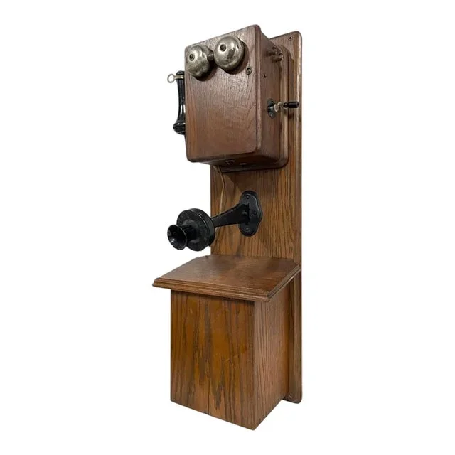 Antique Kellogg & Co. Oak Wall Telephone