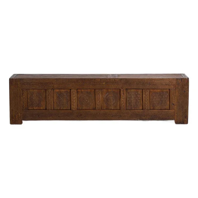 Antique Low Sideboard with Handcrafted Carving, 1900