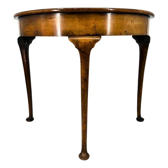 Antique Mahogany Queen Anne Demilune Table