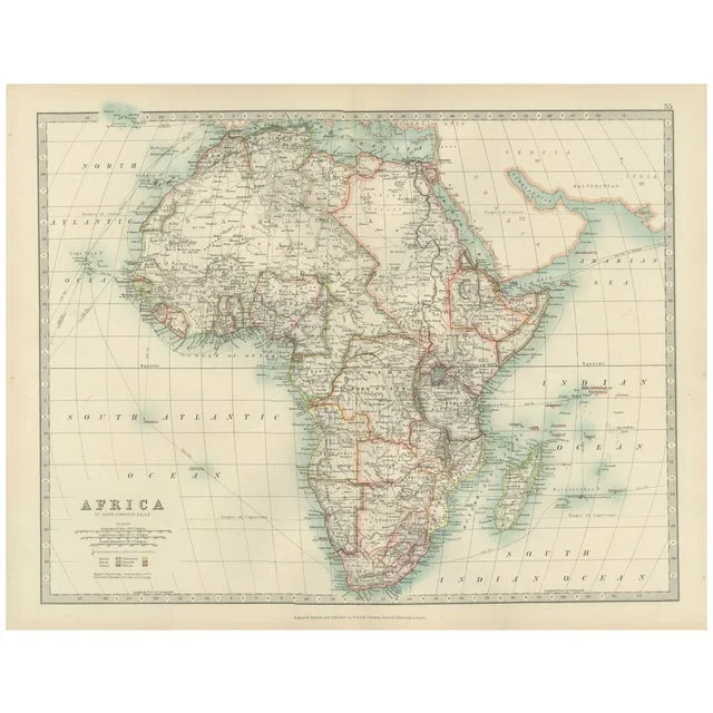 Antique Map of Africa, 1903, Paper