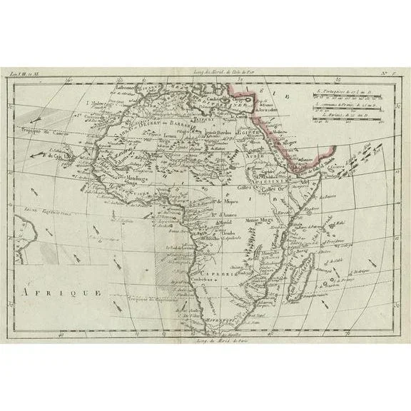 Antique Map of Africa with Ocean Currents and Other Details, 1780