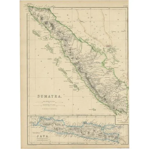Antique Map of Sumatra by W. G. Blackie, 1859