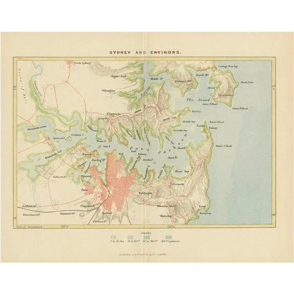 Antique Map of Sydney and Port Jackson, 1889