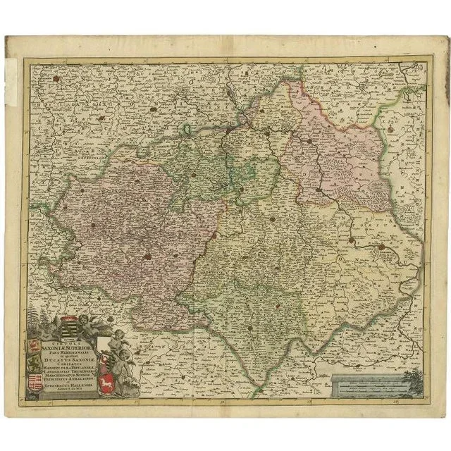 Antique Map of the Duchy of Saxony by De Wit, 1680s