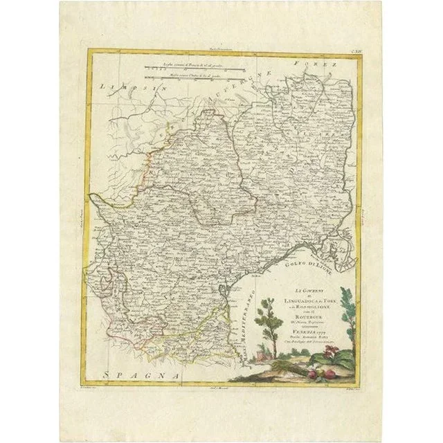 Antique Map of the Region of Languedoc by Zatta, 1779