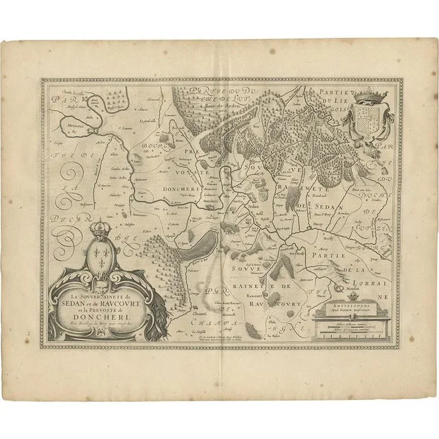 Antique Map of the Region of Sedan and Doncheri by Janssonius, 1657