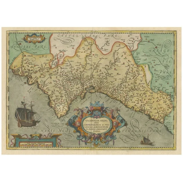 Antique Map of Valencia in Southern Spain, 1601